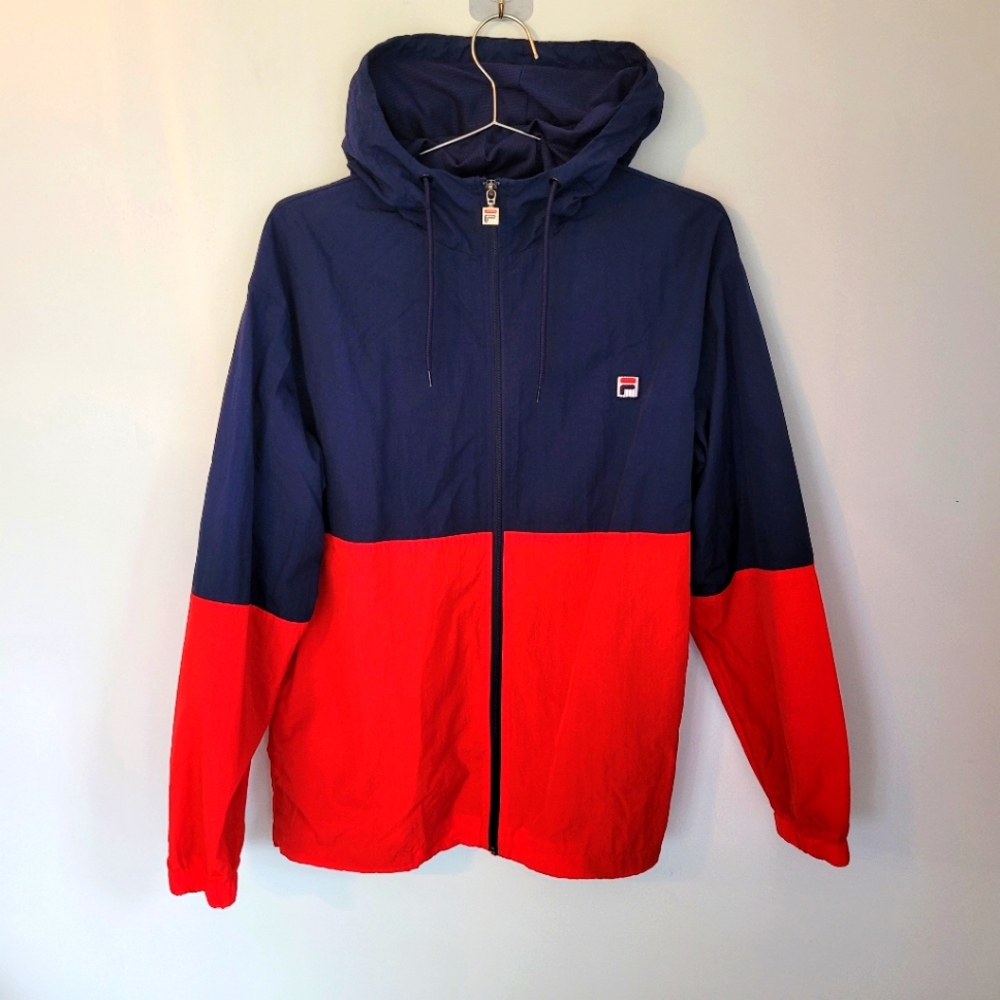 FILA | Red/Navy Color Blocked Zip-up Windbreaker